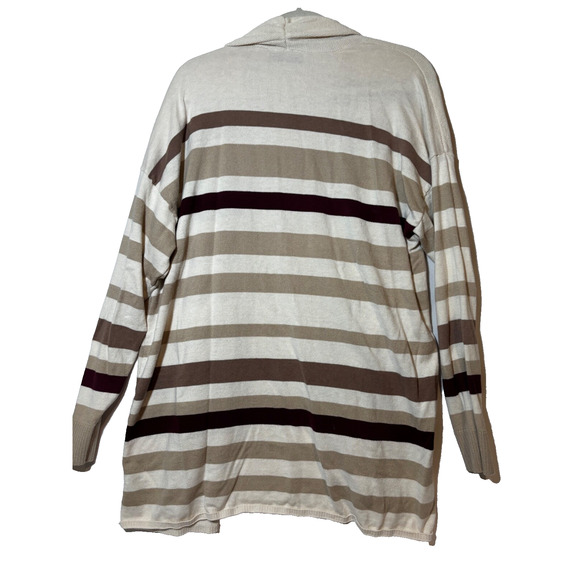 Lane Bryant Striped Beige Cream Burgundy Light Cardigan career Capsule Sz 18/20 - Picture 7 of 8